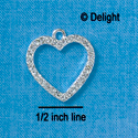 C2755 - Open heart with Crystal Stone Border - Silver Charm